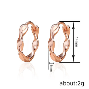 Pendientes Huggie E4217 en Oro Rosa, Aleación de Cobre, Estilo Clásico Unisex, Joyería de Moda - Product Image 6