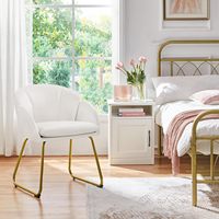 Fauteuil de coiffeuse moderne en velours, rembourrage en mousse, dossier solide, forme de fleur, doré, salon/chambre à coucher/chambre à coucher/maison