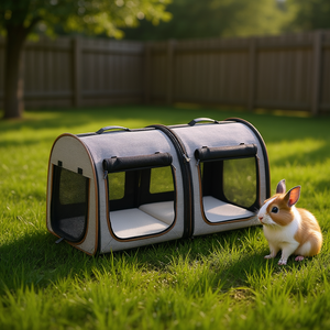 Soft-<b>Sided</b> Pet Carrier Light Gray Zipper Closure Small Animals Modern Design Fabric Material - Product Image 2