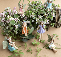 Figurines de fées miniatures en résine en gros, accessoires de jardin pour la décoration extérieure, de la cour, de la maison et des plantes en pot, style artificiel