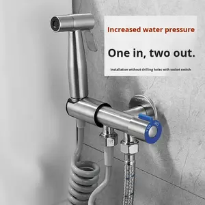 Bidé Moderno de Acero Inoxidable con Válvula Angular de Doble Control, Rociador con Una Entrada y Dos Salidas, Amplificador de Presión, Montado en la Pared para <span class=keywords><strong>Inodoro</strong></span> - Product Image 2