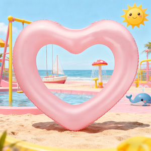 Flotador Inflable Personalizado en Forma de Corazón, 95x105cm, Color Rosa Sólido, para Adultos, Juegos Acuáticos - Product Image 2