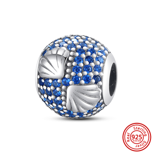 925 Sterling Bạc Đại Dương Phong Cách Cá Cá Cá Heo Nàng Tiên Cá Vỏ Hạt Màu Xanh CZ Mặt Dây Chuyền Charms Phù Hợp Ban Đầu Pan Vòng Đeo Tay Tự Làm Đồ Trang Sức - Product Image 5