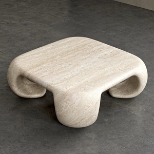 Table basse en <span class=keywords><strong>travertin</strong></span> gris argenté sur mesure, forme naturelle, pierre organique, mobilier de luxe pour <span class=keywords><strong>salon</strong></span>, décoration intérieure - Product Image 6