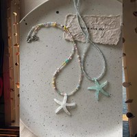 Meetyoo Vente en gros Tendance Étoile de mer Été Plage Coloré Perlé Collier ras du cou Doux Cool Couches Chaînes en plastique Bijoux pour femmes