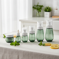 Bouteilles vides en PET de forme Boston pour savon liquide et huile corporelle, avec bouchon à bille rouge, rechargeables, personnalisables avec logo, pour emballage cosmétique et soins personnels