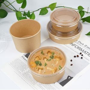Vente en gros de seaux alimentaires jetables personnalisés pour fêtes, boîtes en papier kraft imprimées pour soupes, emballages pour bols alimentaires - Product Image 3