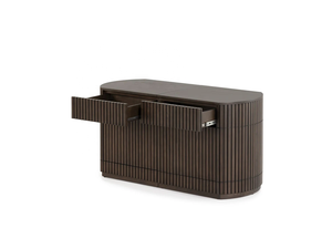 Buffet au design incurvé et doté de panneaux coulissants verticaux sans joint, offrant un rangement dissimulé pour vos essentiels de salle à manger - Product Image 6