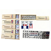 Jeu de dominos Double Six 50mm*25mm*10mm avec blocs drapeau Porto Rico, boîte en acrylique, pour table de billard intérieure, haute qualité, écologique