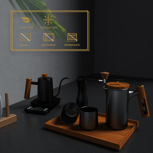 DHPO Hot-Selling Antique Céramique <span class=keywords><strong>Presse</strong></span> Française Cafetière avec Couvercle En Acier Inoxydable Original Manche En Bois pour Cadeau - Product Image 6