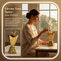 En gros, Brûleur d'encens en métal sculpté pour l'automne, Décoration de table, Ornement artisanal, Cadeau, Fourniture en gros