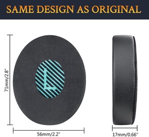 Atmungsaktive schwarze Ersatz-Ohrpolster aus Eisseide, Leder und Eisgel für <span class=keywords><strong>ONEAR</strong></span> OE2/OE2i/SOUNDTRUE BT Sound Link Kopfhörer - Product Image 2