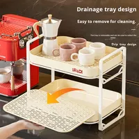 Étagère de rangement pour thé et café en plastique double couche, moderne et luxueuse, imperméable et durable, avec organisateur de bureau pour la cuisine