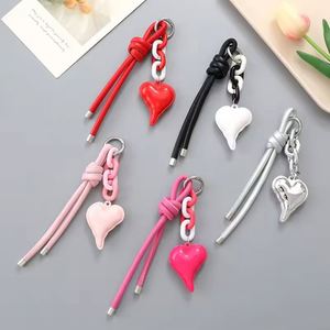 New PU <b>Leather</b> Rope Heart Shaped <b>Keychain</b> Fashionable and Versatile DIY Hand Woven Rope Bag Hanging Accessories for Women - Product Image 1