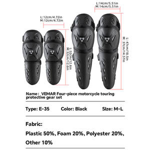 Protections de genoux et de coudes pour moto, <span class=keywords><strong>scooter</strong></span>, skateboard, cyclisme - Coussinets avec sangles réglables pour la sécurité à moto - Product Image 2