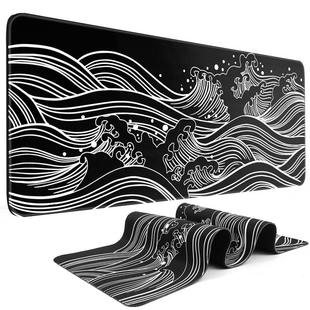 Japanese Style Eco-friendly Gaming Mouse Pad Large Size XXL Stitched Edges Non-Slip Rubber Base Water Resistant Scratch Proof