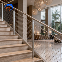 Balustrade d'escalier intérieure en acier inoxydable 304, maille de câble métallique à ferrules, fil de 1,5 mm, ouverture de 30 mm