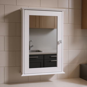 Armario de almacenamiento montado en la pared, color blanco, 8-9,9 pulgadas de alto, 4-7,9 pulgadas de profundidad, con puerta con espejo para baño o cocina - Product Image 2