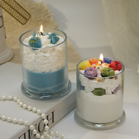 Bougie gâteau fantaisie faite à la main avec glaçage et pépites réalistes, bougie en cire de soja à combustion longue durée pour la décoration de chambre d'enfant