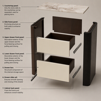 Table de chevet en bois massif moderne, créative et élégante avec deux tiroirs en mélamine