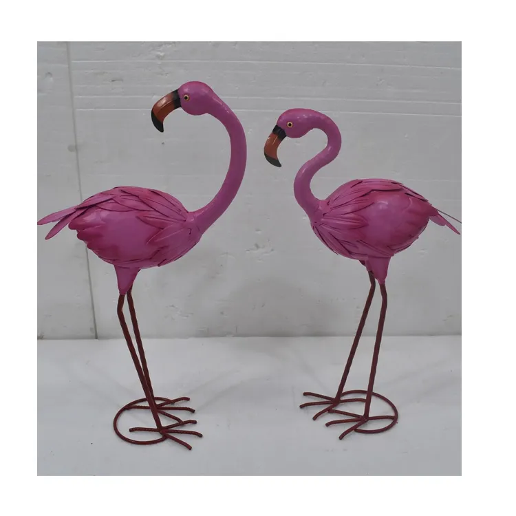 Garden Decor Pink Flamingo Ornaments Metal Bird Sculpture Garden Ornaments Cast Iron Garden Ornaments Outdoor Decorative