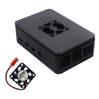Raspberry Pi 4 Case ABS Shell Enclosure Box Carcasa negra Ventilador de refrigeración compatible para Raspberry Pi 4 Modelo B