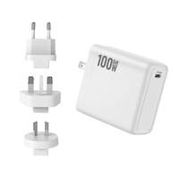 Chargeur USB-C 100W GaN PD pour ordinateur portable, prise interchangeable EU UK AU, chargeur mural rapide pour téléphones, pour le bureau, les voyages, la maison