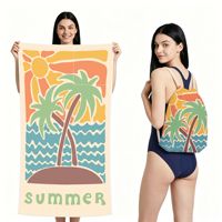 Serviette de plage 2-en-1 avec sac de rangement, absorbante et à séchage rapide, personnalisable, pour la natation, le yoga, les voyages et la gym