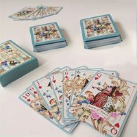 Boîte à cartes de poker en papier artistique avec finition lin, estampage or, logo personnalisé, design personnalisé imprimé pour la promotion familiale