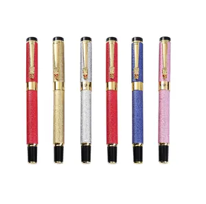 럭셔리 새로운 고급 기업 비즈니스 주름 인쇄 만년필 중국어 클래식 드래곤 클립 금속 펜 여러 가지 빛깔의 펜