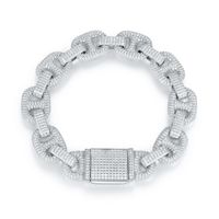 Bracelet de chaîne en moissanite cubaine glacé complet Lien cubain en argent sterling 925 de qualité supérieure, bijoux de rappeur Hip Hop