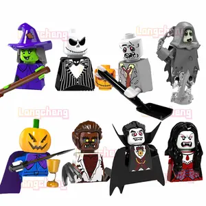 PG8080 Vampir zählt Kürbis mann Hexe Skelett Jack Zombies Ghost Horror Halloween-Serie Baustein Figur Spielzeug Ziegel