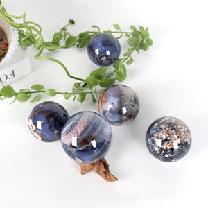 Factory Discount Blue Sakura Agate Sphere Natural <b>Crystal</b> Flower Agate <b>Ball</b> Polished Technique - Product Image 5