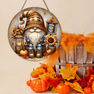 Colgante de hoja de arce de madera para otoño y Acción de Gracias, decoración para fiestas de la cosecha, placa de puerta de gnomo calabaza - Product Image 1