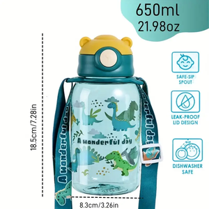 Bouteille d'Eau Mignonne de 650 ml pour Enfants avec Paille, Sans BPA, Anti-Fuite, Portable pour l'Extérieur, Tasse Scolaire pour Filles et Garçons - Product Image 3