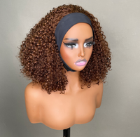 Peluca con Diadema de Cabello Humano con Rizos Pixie, Lista para Usar, Transpirable y Ligera para el Verano, Peluca sin Pegamento