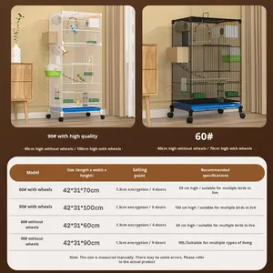 <span class=keywords><strong>Cage</strong></span> d'élevage de luxe pour perroquets et calopsittes <span class=keywords><strong>Cage</strong></span> à oiseaux densifiée surélevée <span class=keywords><strong>Cage</strong></span> à perruches assemblée avec motif en métal massif - Product Image 4