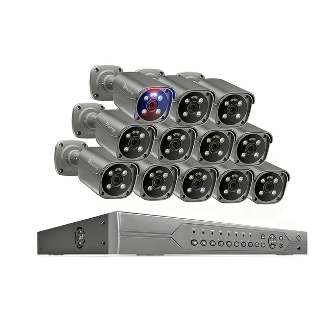 Techage 16CH 8MP 5MP POECamera System H.265 4K Full Color Night Vision AI Human Detection Night Security Surveillance Camera
