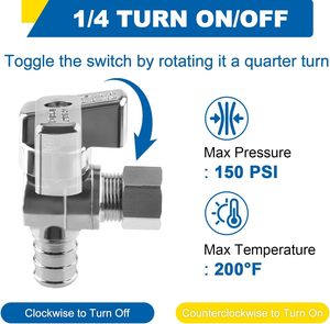 วาล์วหยุดหมุนด้วยมือ1/4 1/<span class=keywords><strong>2</strong></span> \ "CRIMP PEX F1807 x 3/8 \" OD การบีบอัดสำหรับก๊อกน้ำน้ำและห้องสุขา - Product Image 3