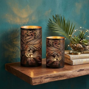 Luxury Hotel Tealight Candle Holder with <b>Leaf</b> Laser Cut Design Tabletop Candle Decor for Restaurant Spa Interior Ambience - Product Image 1