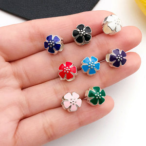 Perline con bordo incrociato bracciale Dora Big Hole fai da te accessori fiore antico argento pesca cuore - Product Image 4