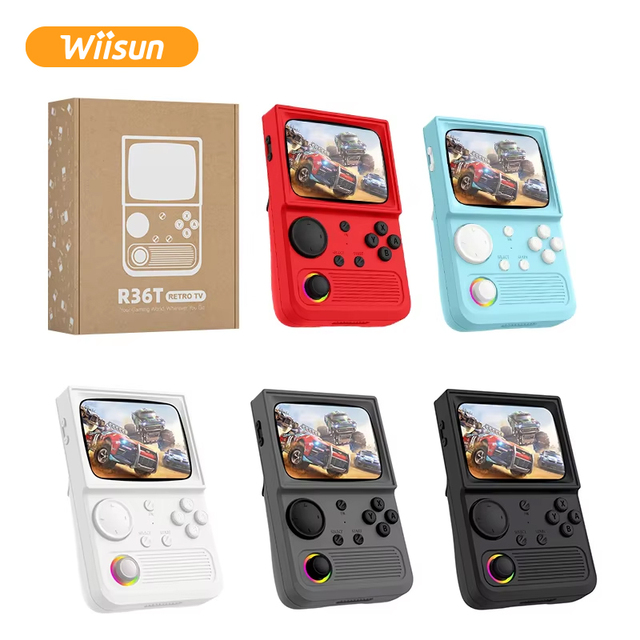 Portable R36T Retro Handheld Game Console 3.5 Inch IPS Screen RGB Rocker Multiplayer Classic Gaming Player with Wifi CPU RK3326