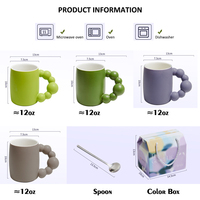 Taza de Cerámica de Porcelana de 12 oz, Apta para Lavavajillas y Microondas, con Logotipo Personalizable, Colorida, Taza de Café de Cerámica con Caja de Regalo a Color