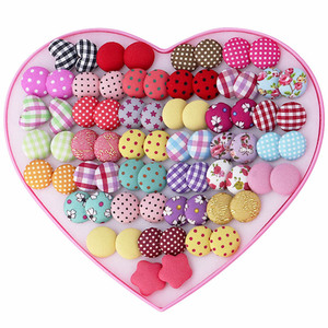 Heart-Shaped Stud Earrings Set Round Polka Dot Checkered Pattern Zinc Alloy For Women <b>Gift</b> Fashion Jewelry AE0008 - Product Image 1