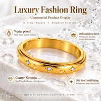 Bague tournante en acier inoxydable 304 plaqué or 18 carats, étanche, pour marques indépendantes