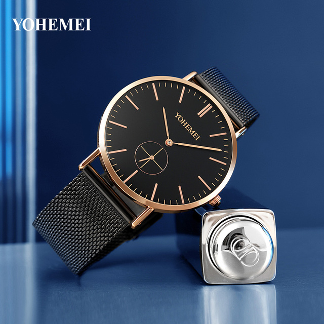 Private Label Factory Stainless Steel Mesh Strap Men Luxury Watch Popular Quartz Watch Calendar Ultra Thin Sports Watch Design