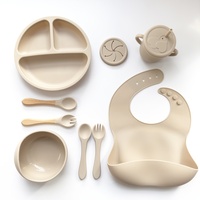 Vente en gros Ensemble d'alimentation pour bébé en silicone 9 pièces Vaisselle pour nouveau-né Assiette et tasse cadeau Fournitures pour bébé pour enfants