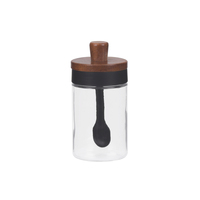 Grands pots à épices en verre avec couvercles et cuillères, couvercle en bois d'acacia pour la cuisine, récipient à sel de mer avec cuillère intégrée