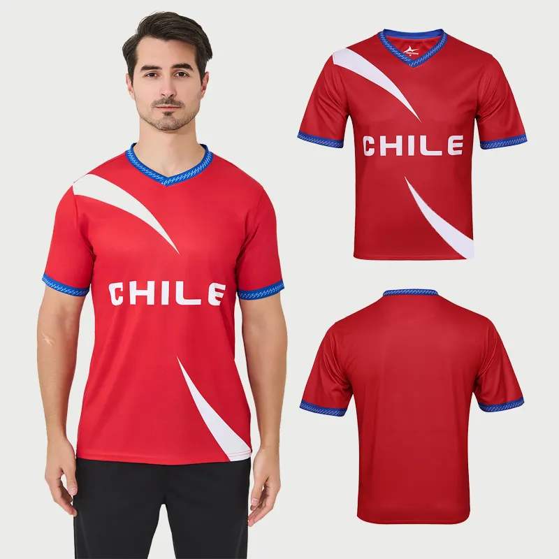 Hot selling 100% polyester America's Cup Chile football Jersey unique popular design soccer jersey top camiseta de futbol