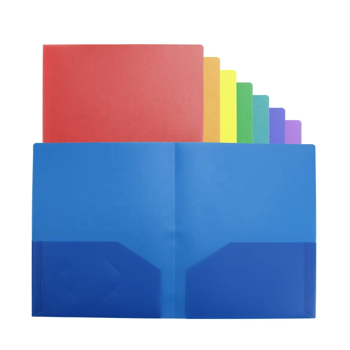 ขายส่งโลโก้ที่กำหนดเอง Multicolor A4ขนาด PP พลาสติกเอกสารโฟลเดอร์ที่มี2กระเป๋าและผู้ถือบัตรขนาดตัวอักษรโพลีโฟลเดอร์